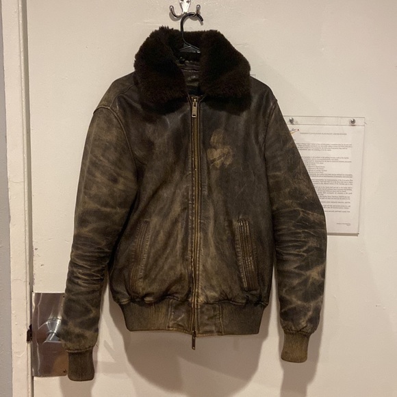 John Varvatos fur neck leather jacket from Bloomingdale’s - Picture 4 of 8